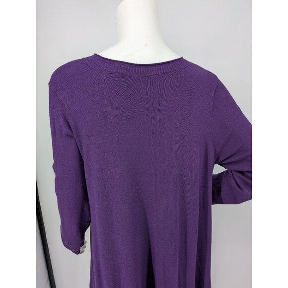 Eileen Fisher Tunic Sweater Top Women Size L Asymmetric Minimalist Capsule Cozy - Picture 5 of 9